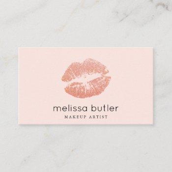 chic blush pink lips makeup artist business card