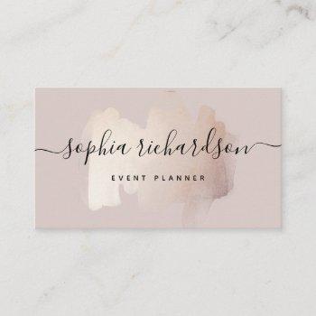 chic brush stroke | faux rose gold on neutral rose business card