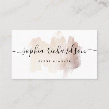 chic brush stroke | faux rose gold on white business card
