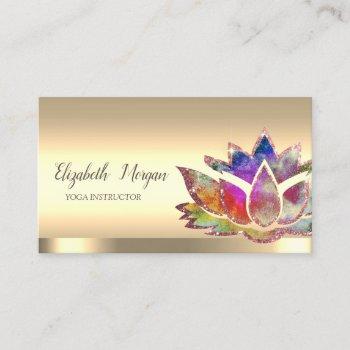 chic colorful lotus flower yoga instructor business card