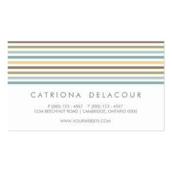 Small Chic Colorful Retro Stripes Pattern Business Card Back View