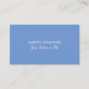 chic elegant plain stylish blue minimalist business card