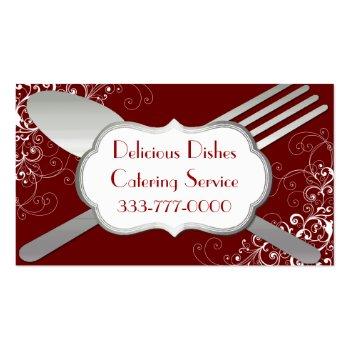 Small Chic Fork & Spoon Food Service Business Card Front View