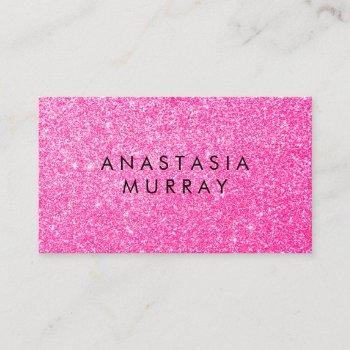 chic, girly & glam black hot pink glitter sparkles business card