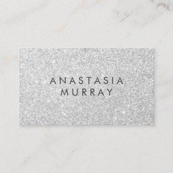 chic, girly & glam gray silver glitter sparkles business card