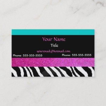 chic girly zebra print- bright colors business card