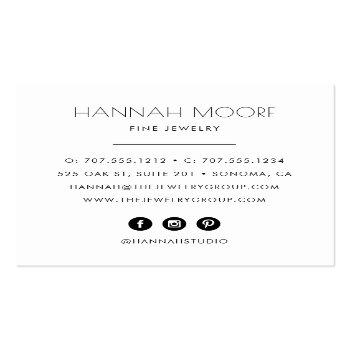 Small Chic Gold Gemstone Monogram Jeweler Logo Square Business Card Back View