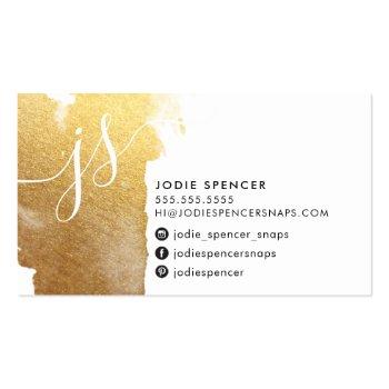 Small Chic Logo Luxury Pretty Initial Gold Brushed Ink Business Card Back View