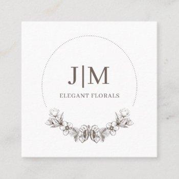 chic minimalist monogram wedding and event planner square business card
