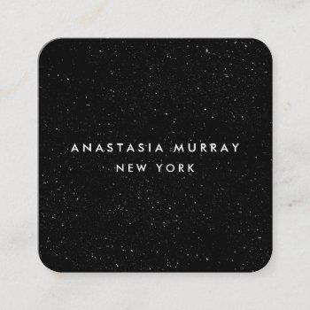 chic modern black white minimalist glitter galaxy square business card