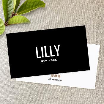 chic modern professional black white business card