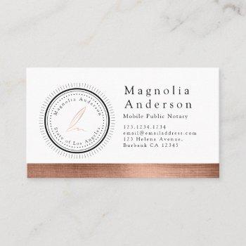 chic notary loan signing stamp rose gold foil  business card