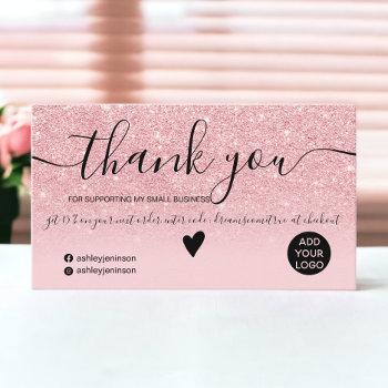 chic pink glitter ombre sparkles order thank you business card