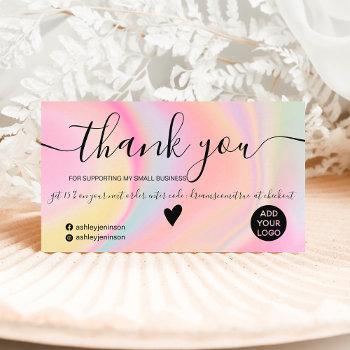chic pink rainbow unicorn marble order thank you business card