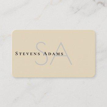 chic professional beige monogrammed business card