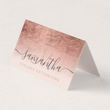 chic rose gold foil ombre blush eye aftercare business card