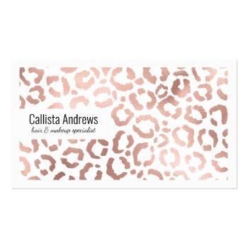 Small Chic Rose Gold Leopard Cheetah Animal Print Business Card Front View