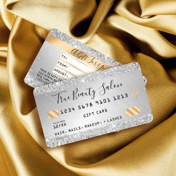 chic silver glitter metallic gold credit gift business card