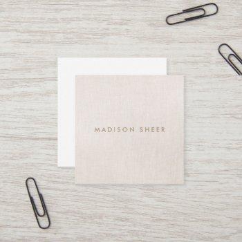 chic stylish modern beige linen square business card