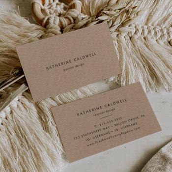 chic typography kraft paper business card
