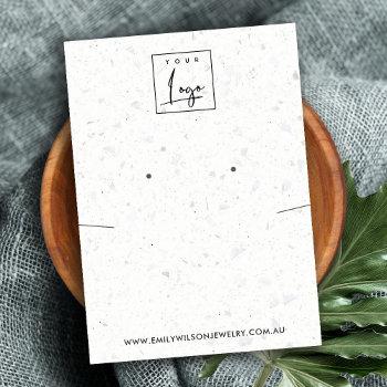 chic white grey terrazzo necklace earring display business card