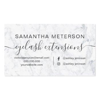 Small Chic White Marble Trendy Eye Aftercare Business Card Back View