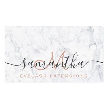 Small Chic White Marble Trendy Eye Aftercare Business Card Front View