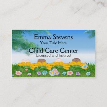 child care baby flowers business card template