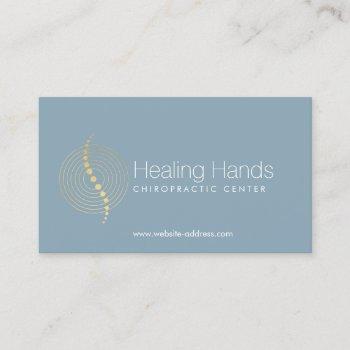 chiropractic abstract gold circles logo on blue business card