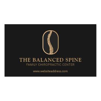 Small Chiropractic Chiropractor Logo Black Business Card Front View