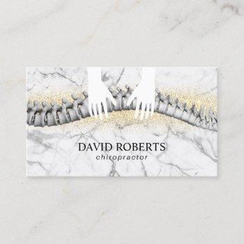 chiropractor chiropractic hands & spine marble business card