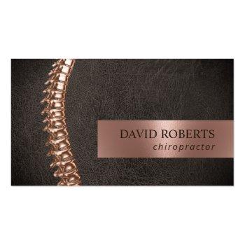 Small Chiropractor Chiropractic Rose Gold Spine Leather Business Card Front View