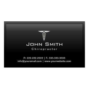 Small Chiropractor Medical Caduceus Logo Dark Border Business Card Front View