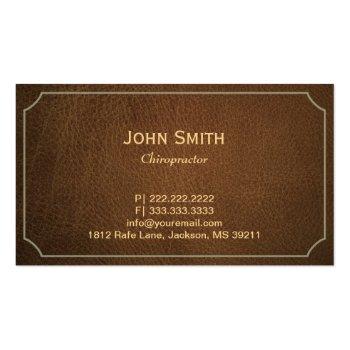 Small Chiropractor Vintage Leather Business Card Back View