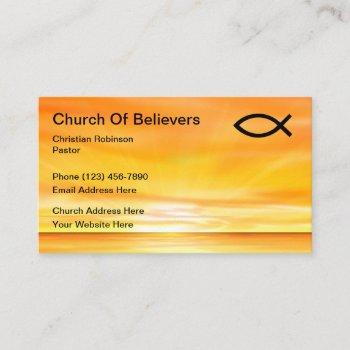 christian church sunset ichthys business card