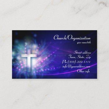 christianity - blue shimmering cross business card