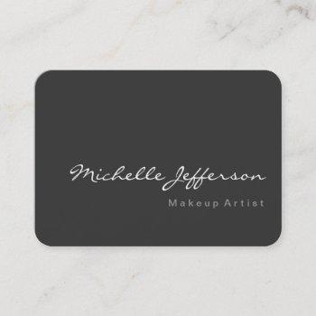 chubby rounded corner script gray business card