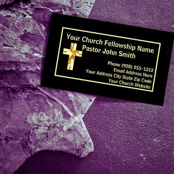 church pastor classy black business cards