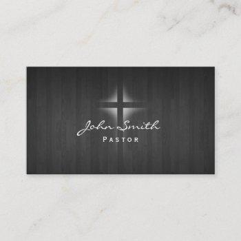 church pastor elegant dark wood background business card