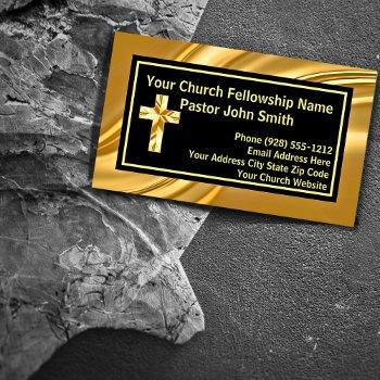 church pastor elegant gold and black business card
