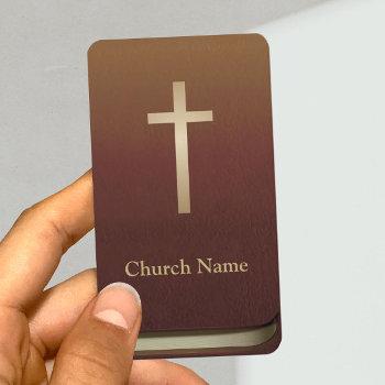 church pastor minister gold cross bible book business card