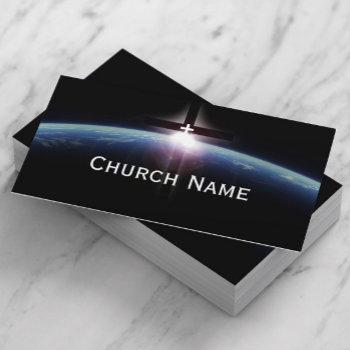 church pastor space holy cross light business card