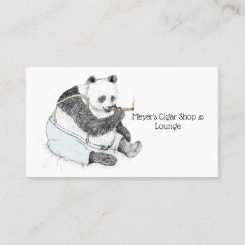cigar shop and lounge with smoking panda business card