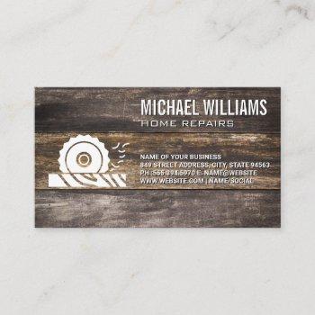 circular saw cutting wood | builder carpentry business card