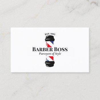 classic barber pole barbershop business card