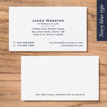 classic legal & professional blue business card