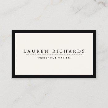 classic luxe black and ivory with social media business card