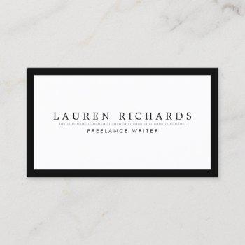 classic luxe black and white with social media business card