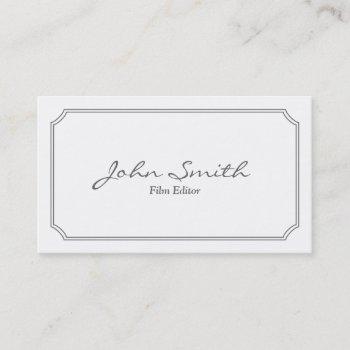 classic pearl white film editor business card