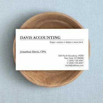 classic simple professional white business card